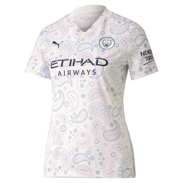 Camiseta Manchester City Tercera Equipación Mujer 2020-2021 Blanco